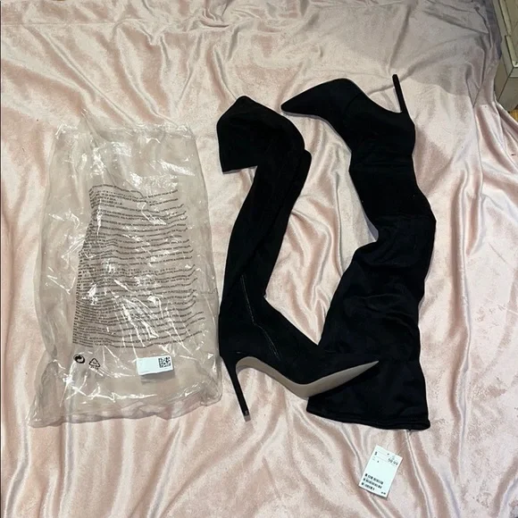 Over the knee high heel black suede boots sz 8 - Picture 4 of 4